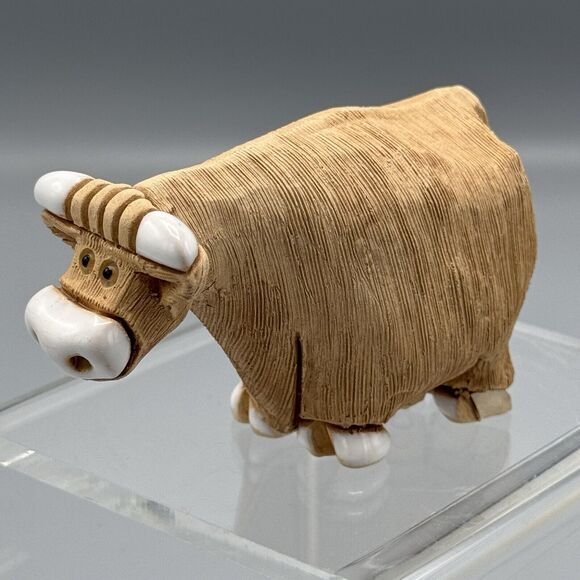 Vintage Artesania Rinconada Highland Horned Cow Glazed Accents READ 4" Farmcore - Picture 3 of 11